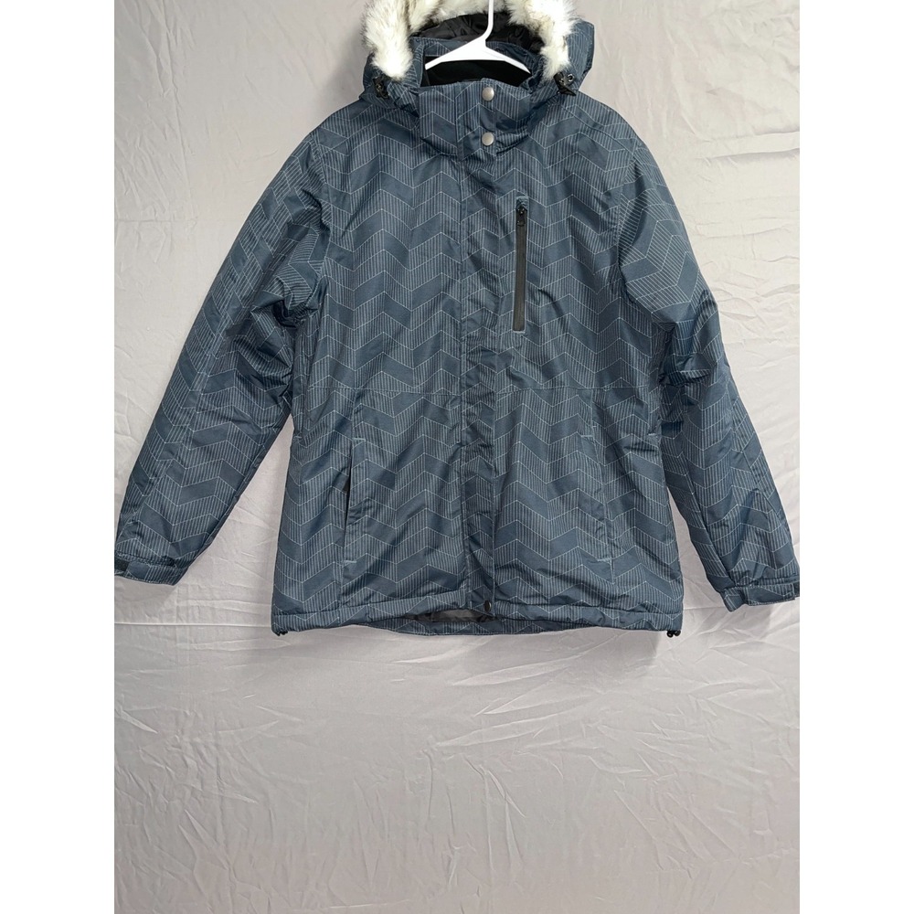 Iceburg Windbreaker Jacket Mens XL Black Gray Chevron Print Winter Wear Full Zip